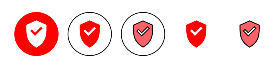 Shield check mark icon set illustration. Protection approve sign. Insurance icon