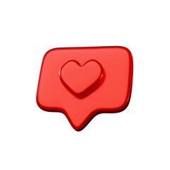 3D Rendered Icon with Heart Symbol right angle