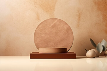 Cosmetic brown minimal background and premium podium