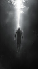 silhouette of a person in a suit - Terrifying Alien Abduction by Gray UFO