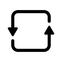 二つの矢印のサイクルアイコン・イラスト素材 (単品・白黒)