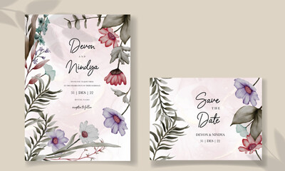 invitation card with beautiful grass ornaments

