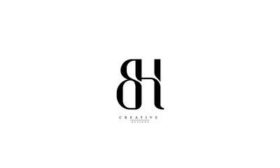  Alphabet letters Initials Monogram logo BH HB B H