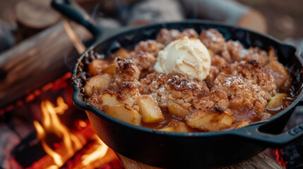 An iconic campfire dessert this Dutch oven apple cobbler is a musttry on your next outdoor adventure. Juicy apples cooked to perfection nestled under a layer of flaky pastry