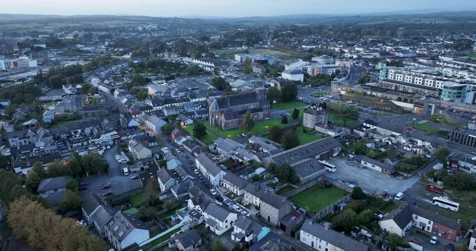 Catholic church against the backdrop of the old Irish city of Kilkenny