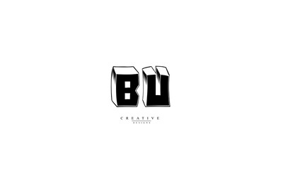  Alphabet letters Initials Monogram logo BU UB B U
