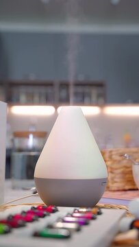 Vertical video of air diffusor at work improving air quality 