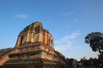 Wat Chedi Luang, temple of the big stupa is a Buddhist temple in the historic center of Chiang Mai, Thailand.