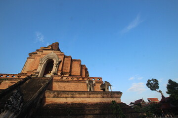 Wat Chedi Luang, temple of the big stupa is a Buddhist temple in the historic center of Chiang Mai, Thailand.