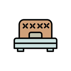 Bed Bedroom Double Filled Outline Icon