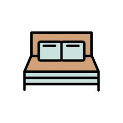 Bed Bedroom Double Filled Outline Icon