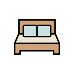 Bed Bedroom Double Filled Outline Icon
