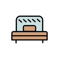 Bed Bedroom Double Filled Outline Icon