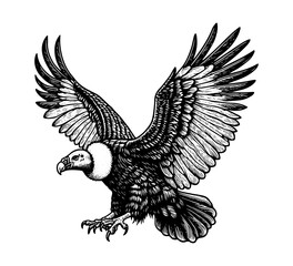 Fototapeta na wymiar Andean Condor Hand Drawn Illustration vector graphic asset