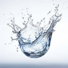 Water splash photo, white background