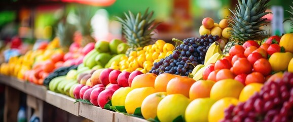 Fototapeta na wymiar Assortment of fresh fruits at market
