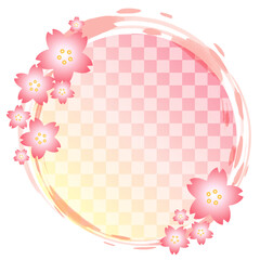 桜をあしらった和風の筆フレーム　ピンク系グラデーション - obrazy, fototapety, plakaty