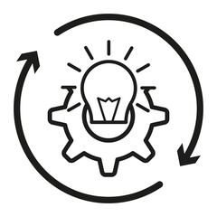 Process icon. Lightbulb symbol. Light bulb with gear and arrows sign. Innovation concept. Vector illustration. EPS 10.