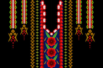Ethnic neckline embroidery geometric luxury traditional neck pattern. Native oriental perfect pattern for necklaces collar elements, border decorative, fabric, texture, textile, printing, clothing