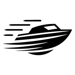 minimal speed boat vector logo concept icon, clipart - obrazy, fototapety, plakaty