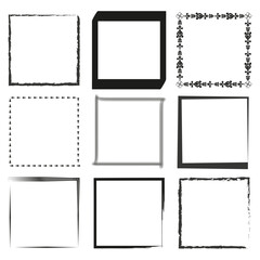 Hand drawn frames. Handdrawn square frame. Vector illustration. EPS 10.