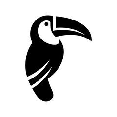 minimal toucan bird logo concept, clipart, symbol, black color silhouette