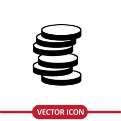  Coins icon vector simple flat illustration on white background..eps