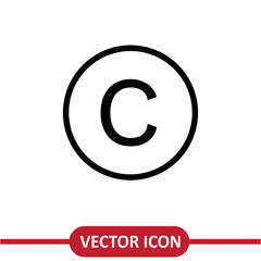 Copyright vector icon, flat trendy style illustration on white background..eps