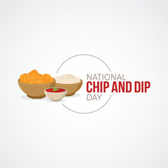 National Chip and Dip Day Vector Illustration. Suitable for Greeting card, poster and banner. recognizes and celebrates the beloved combination of chips and dips, a popular and versatile snack enjoyed