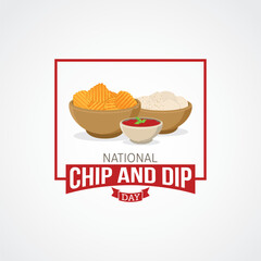National Chip and Dip Day Vector Illustration. Suitable for Greeting card, poster and banner. recognizes and celebrates the beloved combination of chips and dips, a popular and versatile snack enjoyed