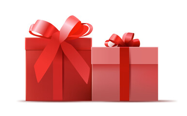 happy valentines day celebration greeting card wrapped gift boxes isolated on white background horizontal