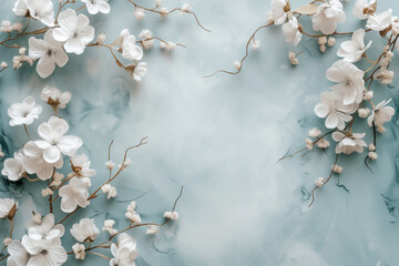 Elegant White Blossoms on Soft Blue Background