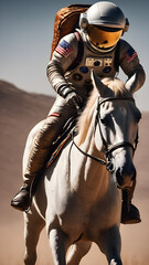 Fototapeta na wymiar Astro Rider: Journey on Horseback