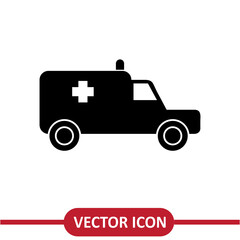 Obraz premium Ambulance icon vector simple flat illustration on white background..eps