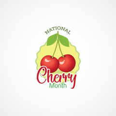 National Cherry Month Vector Illustration. Suitable for greeting card, poster and banner. To raise awareness about the availability and enjoyment of cherries throughout the year. flat style design.