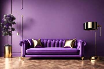 purple sofa in a room with a sofa