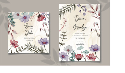 invitation card with beautiful grass ornaments