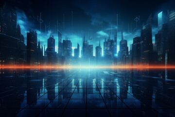 city skyline at night