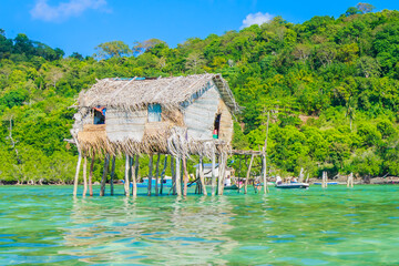 Beautiful landscapes view borneo sea gypsy water village in Bodgaya Island, Semporna Sabah,...