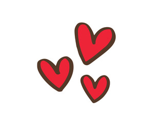 かわいいバレンタインの愛のハート／手描きイラスト