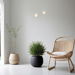 Minimalistic Patio - Nordic simplicity with Zen elements and sustainable minimalism in eco-friendly setting Gen AI - 729733120
