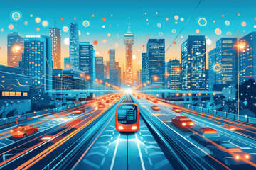Fototapeta na wymiar Smart Cities: Integration: Autonomous technology can be integrated into urban infrastructure for efficient traffic management