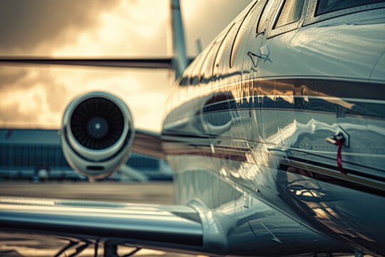 Image of private jet parked at the airport