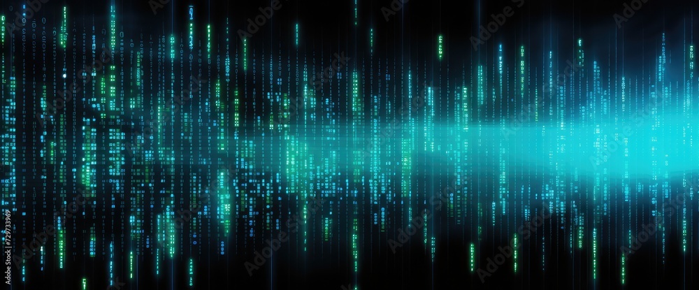 Poster abstract binary background for hackathon and other digital events. fallen zero numbers with matrix e