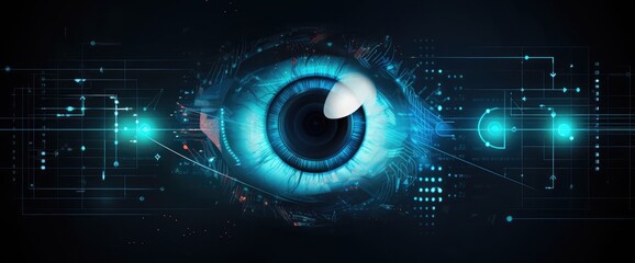 Abstract cyber network, vision and digital communication, cloud storage and innovation technology, vector. Digital eye for data network and cyber security, futuristic virtual cyberspace and internet