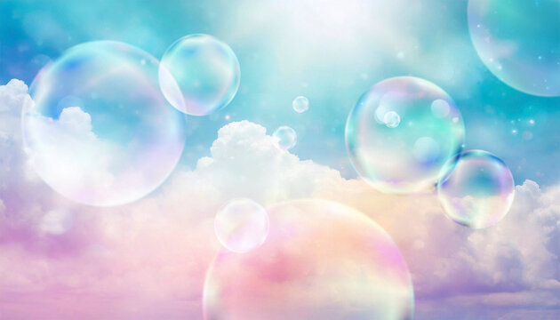 dreamy image of clouds and bubbles, 16:9 widescreen wallpaper / backdrop
