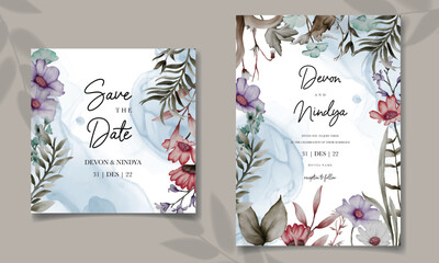 invitation card with beautiful grass ornaments