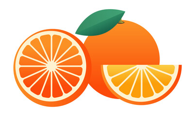 orange citrus fruit with green leaf horizontal