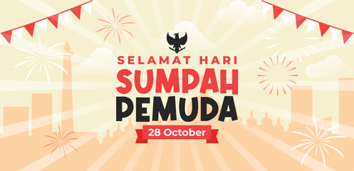Sumpah Pemuda Indonesia Indonesian Celebrations Day Illustration Vector Banner And Post Design, Sumpah Pemuda Celebrations Day Clip Art Set. Indonesian Freedom Independence Patriotism Template.