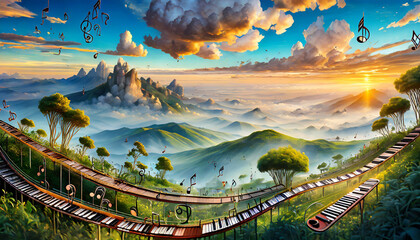 Fototapeta premium landscape with earth and clouds